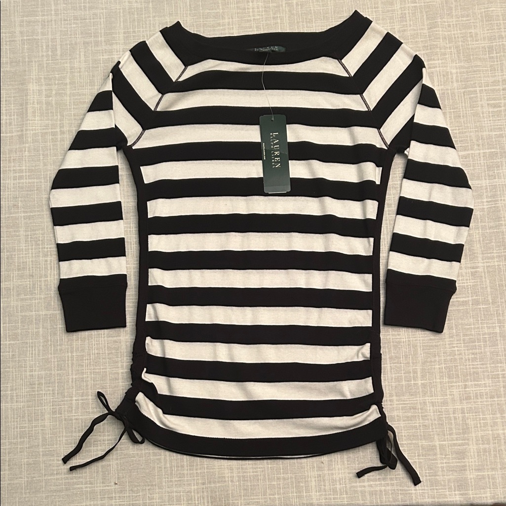 Nwt Ralph Lauren Black And White Striped Top
